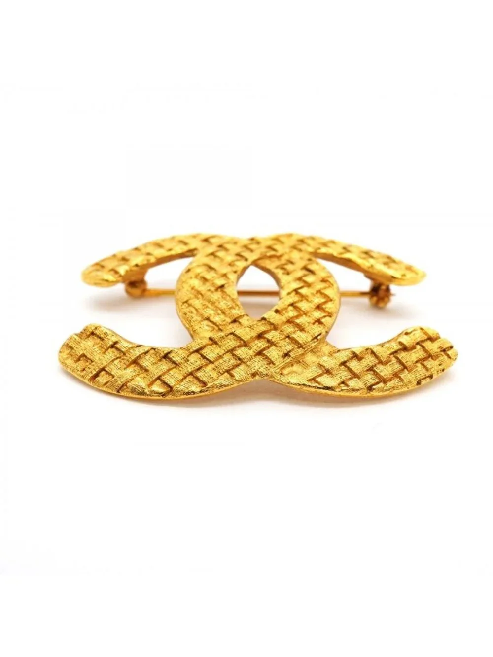 Chanel Brooch Vintage CC Logo Gold Plated